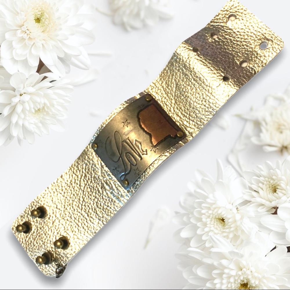 Love MS leather bracelet cuff bracelet